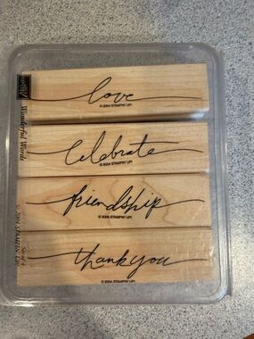 Stampin' Up! Wood Sentiment Stamp Set in Natural Wood Tone